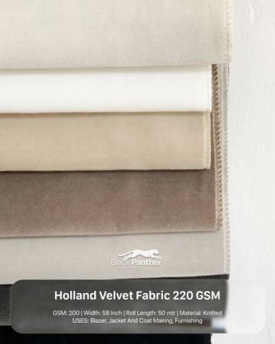 Holland Velvet Fabric 220 GSM | Knitted 58” Width, 50m Roll | Blazers, Jackets & Coats Manufacturers in Madhubani